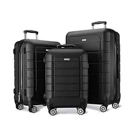 SHOWKOO Luggage Sets Expandable PC+ABS Durable Suitcase Double Wheels ...