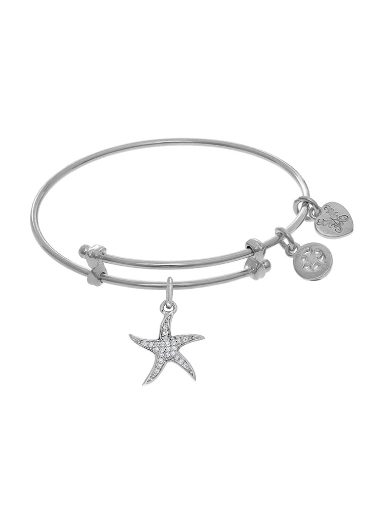 Angelica White Rhodium Over Brass Daughter Adjustable Bangle Bracelet 7.25 Inches Angelica White Rhodium Over Brass Daughter Adjustable Bangle Bracelet 7.25 Inches