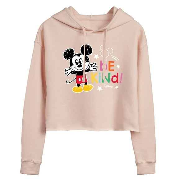 Disney - Mickey Mouse - Be Kind - Juniors Cropped Pullover Hoodie