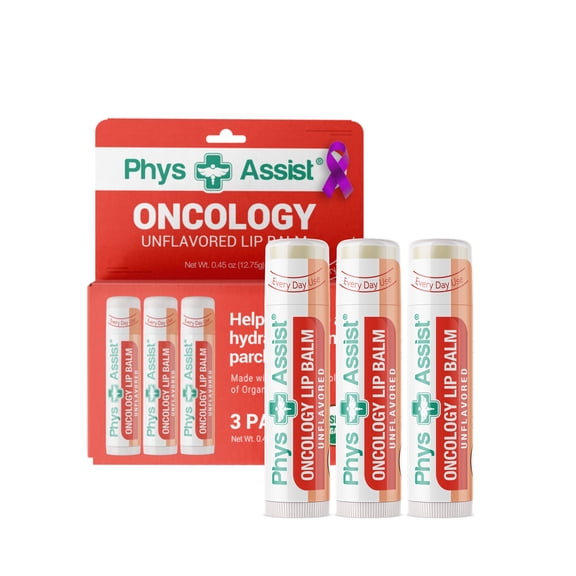 PhysAssist Oncology™ Lip Balm USDA Organic Unflavored . Moisturize, Hydrate & Protect Dry parched lips during Chemo or Radio USDA Organic. 3 Pack