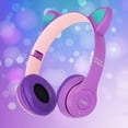 thumbnail image 4 of de Gato Auriculares Inalámbricos Estéreo RGB Orejeras Suaves Auriculares únicos para Jugadores Auriculares para Juegos Teléfonos Inte Púrpura B CUTICAT Auriculares inalámbricos Cat Ear, 4 of 8