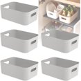 thumbnail image 1 of 5 cestas de almacenamiento de plástico gris con asa, organizador de cocina rectangular, cestas pequeñas para almacenamiento, cajas de almacenamiento para cocina, frigorífico, armario,, 1 of 4