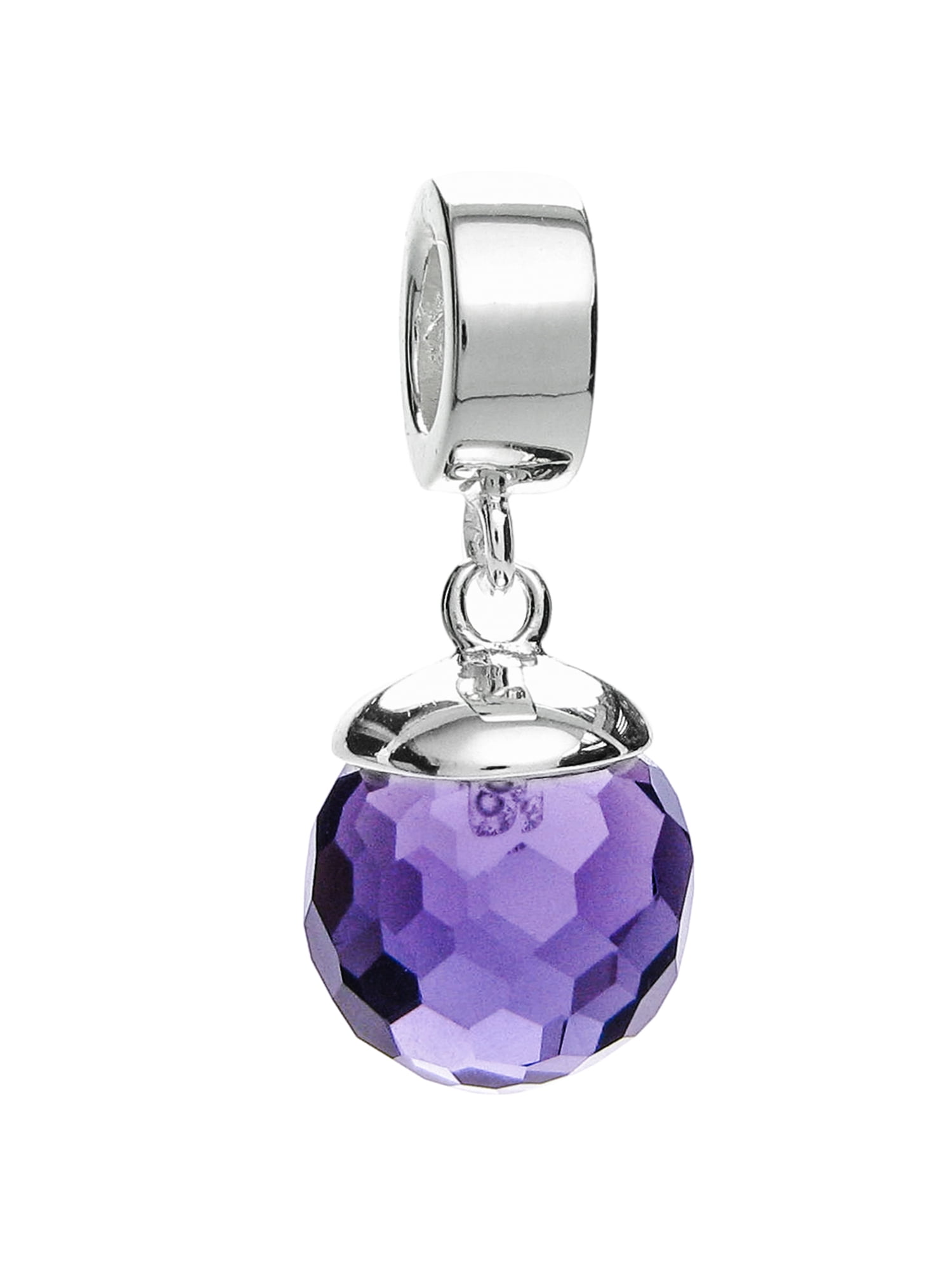 Heart Evil Eye Purple Crystal Birthstone 925 Sterling Silver Charm Bead Fits European Brand Charms Jewelry
