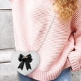 thumbnail image 3 of Adorable bolso de noche de felpa con forma de corazón para mujer, bolso informal para mujer, cómodo para viajes diarios, trabajo, cálido y ligero, , Lazo negro Fernando Monedero de hombro, 3 of 6