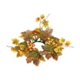 thumbnail image 2 of FeiFu Fall Candle Ring Wreath Artificial Sunflower Pumpkin Maple Leaves Centerpiece for Pillar Candle Holders Autumn Harvest Table Decor Home Party Thanksgiving Corona de Vela de Otoño, 2 of 6