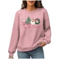 thumbnail image 4 of Womens Waffle Sweatshirts Christmas Loose Crewneck Long Sleeve Shirts Merry Christmas Printed Sweaters Casual Fashion Xmas Holiday Party Pullover Tops, 4 of 6