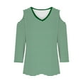 thumbnail image 4 of GigrtiJin Women's off Shoulder Tops 3/4 Sleeve Striped V Neck Pullover Blouses Fashion Casual Going out Shirts, 4 of 5