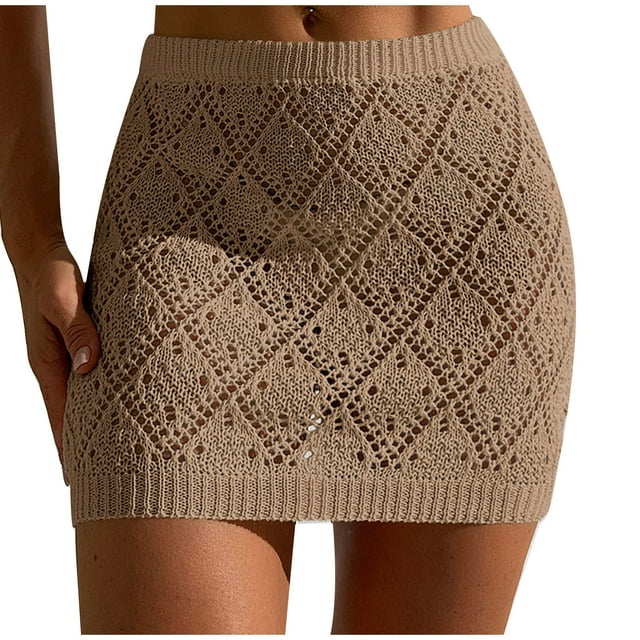 Taqqpue Sortie de Plage en Crochet pour Femmes 2025, Jupe Courte Aguichant en Résille