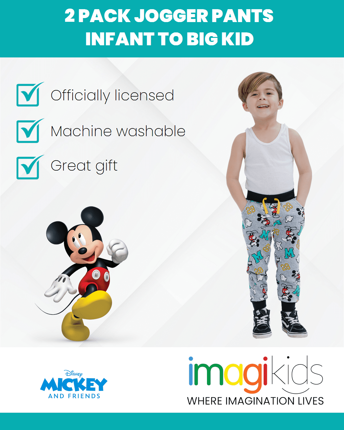Disney Mickey Mouse Fleece 2 Pack Jogger Pants Toddler to Little Kid