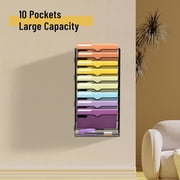 INTIGE 10-Tier Desktop Organizer Hanging Wall File Holder for Papers, Wall file folder Magazine Organization Great for Office Home, Black