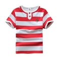 thumbnail image 1 of T-shirts Graphiques Rouges Garçon Fille pour Enfants Garçon Fille Été Automne Manches Courtes Col Henley Col Roulé Piste Gym Décontracté Course Rayé Hauts Chemises Enfant 2025 9 Ans, 1 of 3