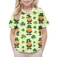 thumbnail image 2 of Favoffer Big Kid Boys Girls Button-Up Shirt Spring Summer St. Patrick's Day Print Pocket Breathable Collared School Uniform Top for School Daily Home Holiday Sizes 2-15Y, 2 of 7