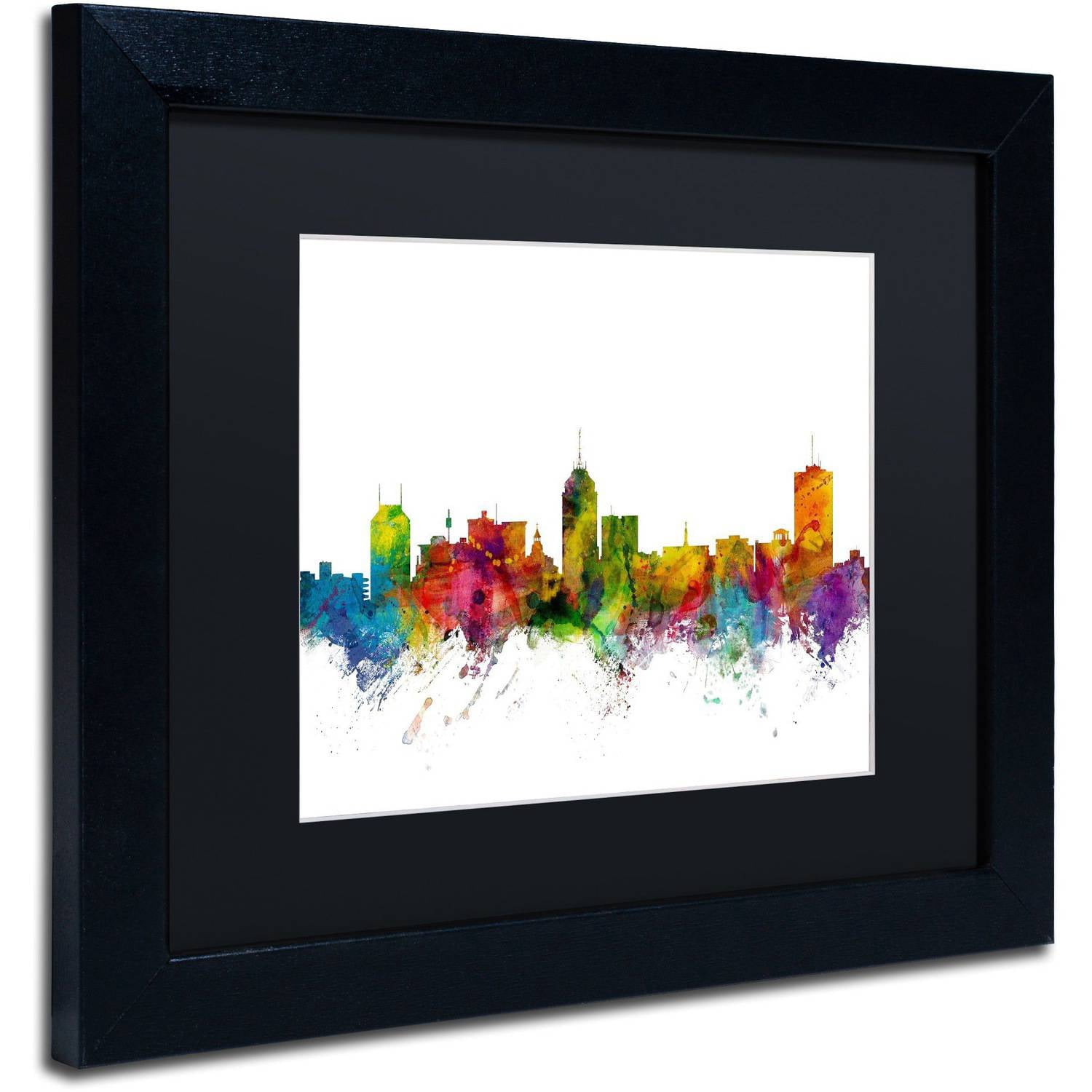 Trademark Fine Art 'Fresno California Skyline' Canvas Art by Michael Tompsett, Black Matte, Black Frame