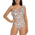 thumbnail image 4 of Daiia Happy Foxy Faces Women's One Piece Swimsuits Personalized One Shoulder Swimwear Asymmetric Ruffle Bathing Suits-XX-Large, 4 of 8