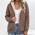 thumbnail image 2 of Nfurl Women's Sherpa Fleece Lining Jackets Long Sleeve Zip up Jackets with Hooded and Pockets Warm Fall Winter Coats Brown,XXXL, 2 of 6