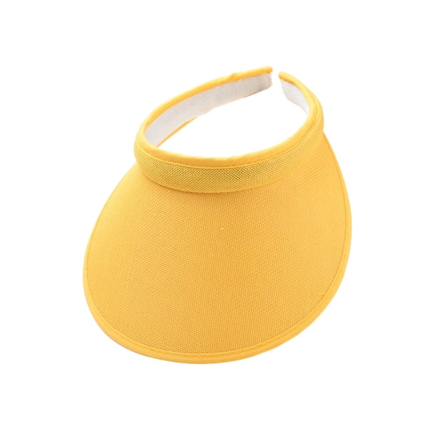 Sonducket Sombreros para el sol Protección Clip-On Gorras Visera de lino Ajustable Grandes aleros Parte vacía Color sólido Regalo deportivo Sombreros amarillo Sonducket AP010232-01