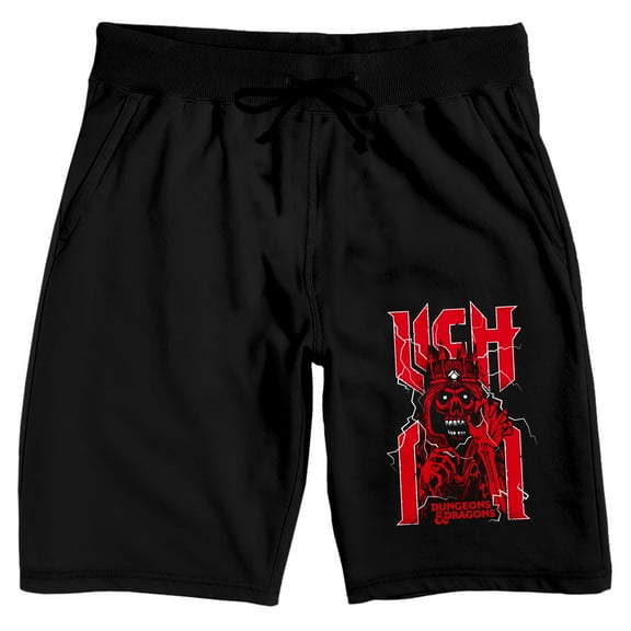 Dungeons & Dragons Red Skull and Bones Logo Men's Black Graphic Sleep Shorts-Medium