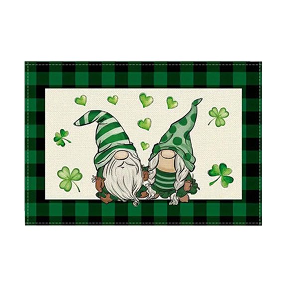 Vikakiooze 4pcs New St. Patrick's Day Placemats Linen Four Leaf Printed Table Mats Holiday Party Insulation Mats