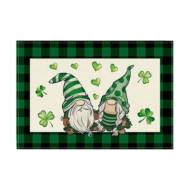 Mesas para las Fiestas 4 Nuevas Alfombras Del Día de San Patricio, Lino Cuatro Hojas Impresas Alfombras de Mesa, Alfombras de Aislamiento de Fiesta Del Día de San Patricio