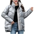 thumbnail image 1 of Mujeres moda Casual cremalleras suelta manga larga bombardero cálido blusa abrigo Tops Fridja  BV0+2098, 1 of 7
