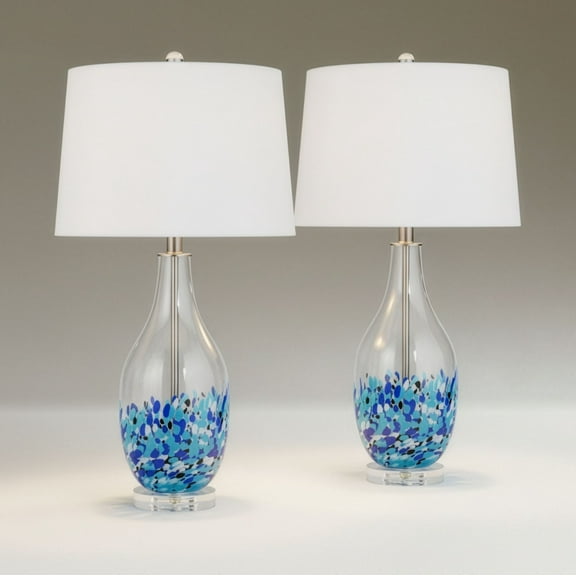 360 Lighting Marnie 27 3/4" Tall Curved Modern Coastal Table Lamps Set of 2 Blue Art Glass Living Room Bedroom (Colors May Vary)