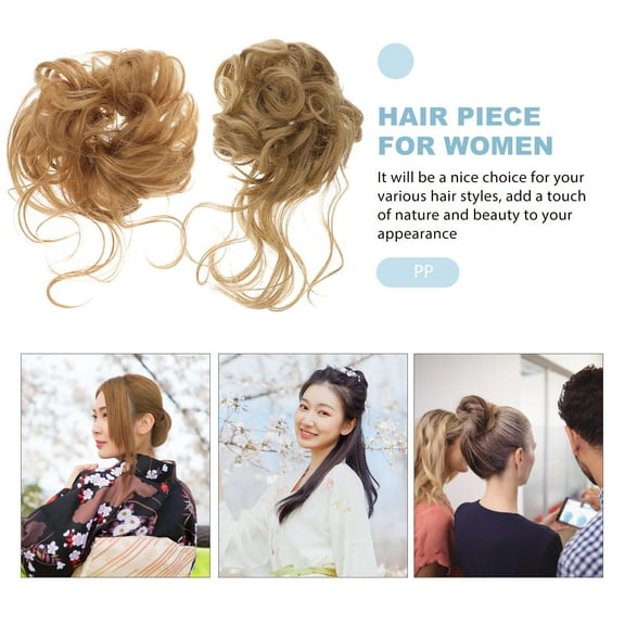 OUNONA Messy Bun Hairpiece for Halloween in Assorted Colors High Temperature Silk 2pcs