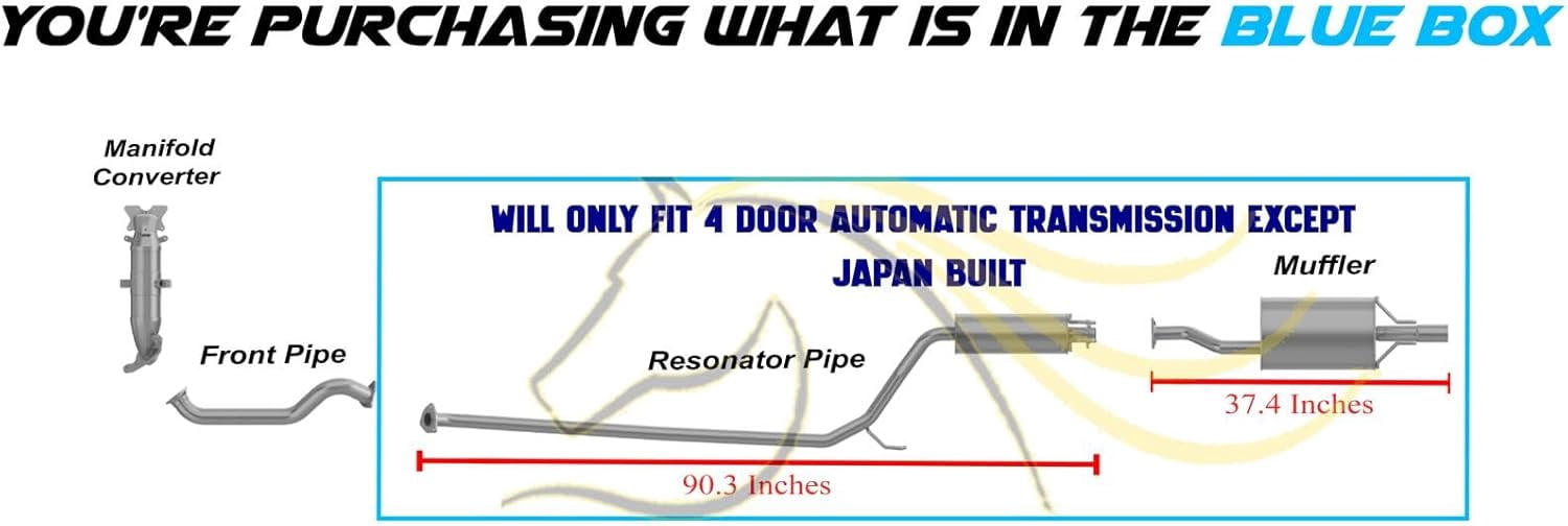 Northeastern Exhaust | Stainless Steel Resonator Pipe & Muffler Exhaust System Kit Fits 2006-2011 Honda Civic 1.3L Sedan - Direct Fit