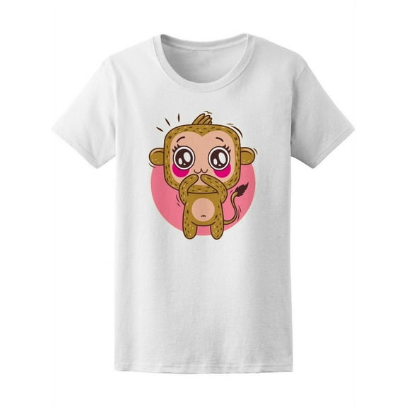 Kawaii Cute Monkey T-Shirt Women -Image by Shutterstock, Female XX-Large