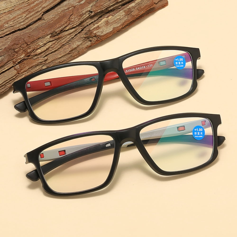 3 Pairs of Men's Blue Light Blocking Sports Reading Glasses 2.50 Ultra-light Two-tone Presbyopic Glasses Square Readers +2.50