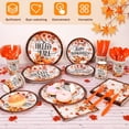 thumbnail image 4 of 97Pcs Thanksgiving Party Supplies, Fall Thanksgiving Dinnerware Set for 12 Guests, Pumpkin Maple Leaves Tableware Set with Tablecloth for Autumn Harvest Table Decorations, 4 of 7