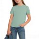thumbnail image 4 of Blusas y camisas de manga corta con cuello redondo, color liso, para niños, camisetas de manga corta con cuello redondo, tallas medianas y grandes, top informal y cómodo, top de poliéster para niña, 4 of 7