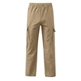 thumbnail image 6 of WDWYY Boys Pull On Cargo Pants Relaxed Fit Durable Elastic Waist Straight Leg Casual Pants with Multi Pockets Khaki 5-15Y, 6 of 6