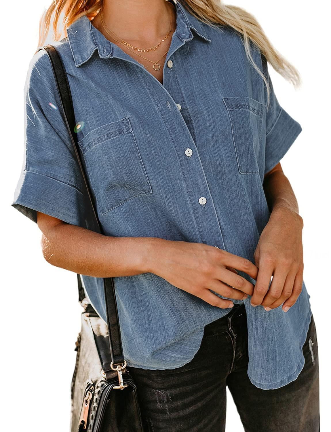 Denim Short Sleeve Shirt Womens