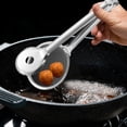 thumbnail image 3 of Stainless Steel Fine-Mesh Cooking Tongs, Double-Sided Strainer for Pasta or Salad, Heat-Resistant Kitchen Tool, 3 of 8