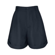 Womens Casual Summer Wide Leg Dress Shorts With Elastic Waist Comfortable Elegant Work Shorts Professional Office Career Fashion Pants