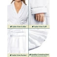 thumbnail image 4 of PAVILIA Robes For Women, Fleece Soft Fluffy Bathrobe, Plush Cozy Long Spa Robe, Satin Trim (S/M, White), 4 of 10