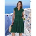 thumbnail image 4 of Womens Summer Dress Ruffle Sleeve V Neck Midi Dresses Tiered Boho Beach Sundress Dark Green L, 4 of 7