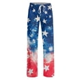 thumbnail image 3 of 4th Of July Pants for Women United States USA Flag Print Elastic High Waist Trousers Wide Leg Casual Daily Wear Soft Pajama Bottoms, #01 Blue, XXL, 3 of 5