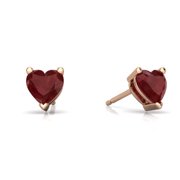24k Rose Gold Plated 2 Cttw Ruby Heart Stud Earrings