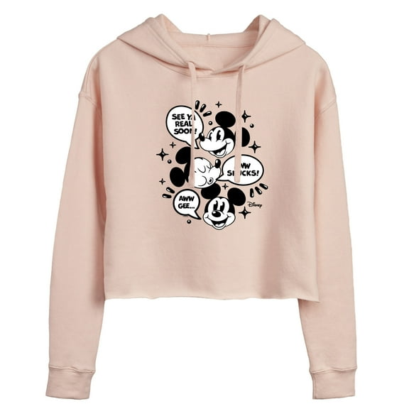 Disney - Mickey Mouse - Conversation Bubbles - Juniors Cropped Pullover Hoodie