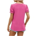 thumbnail image 4 of loopsun Plus Size Tops for Womens,Womens Summer Tops,Womens Fashion Print Tops Short Sleeve Out Blouse Funny Round Neck T-Shirt Tops Hot Pink S, 4 of 5