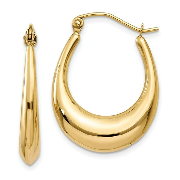 Real 14kt Yellow Gold Polished Hoop Earrings; for Adults and Teens; for Women and Men