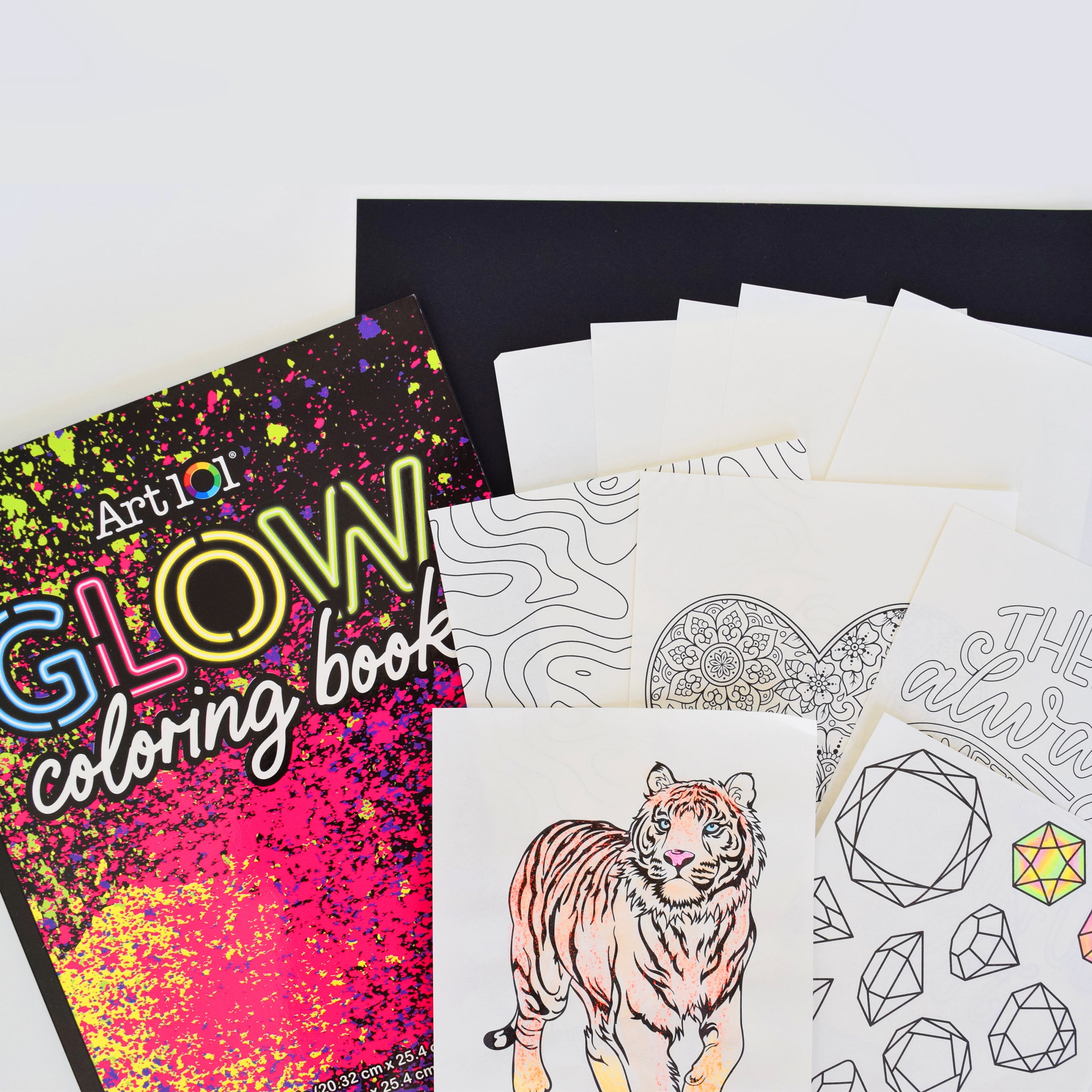 Art 101 Glow and Neon Drawing and Painting Art Set for Children and Adults, 61 Pieces, Multifunctional Set