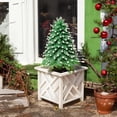 thumbnail image 5 of Lattice Design Outdoor Planter Box - 14.75” Square 13” Tall White Plant Pot - Decorative Plant Pots for Front Porch Decor - Flower Pots Outdoor Planters for Porch Patio or Garden Decor by, 5 of 8
