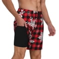 thumbnail image 3 of Gaeub Snowflakes On A Buffalo Plaid Mens Swim Trunks Stretch Beach Shorts Quick Dry for Men Swim Shorts Swimwear with Pockets- 3X-Large, 3 of 9