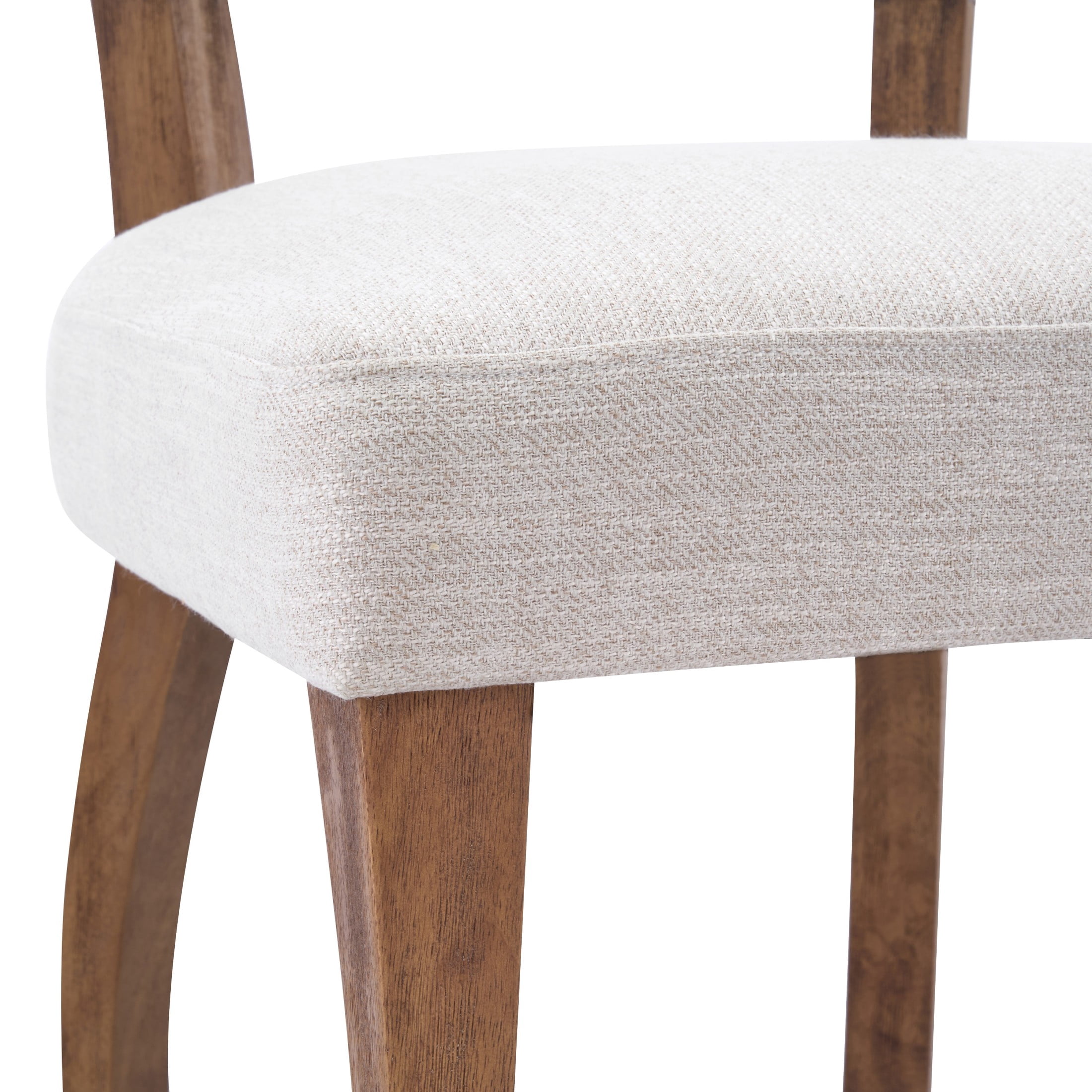 Christopher Knight Home Mid-Century Upholstered Wood Armless Dining Chairs, Beige+Walnut, Set of 2