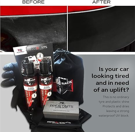 RimPro-Tec Bring Back to Black Plastic Restorer - Black Trim Restorer for Interior and Exterior use in Plastic & Rubber - Vinyl Full Retail Kit That Contains One Time Application Every 12 Months