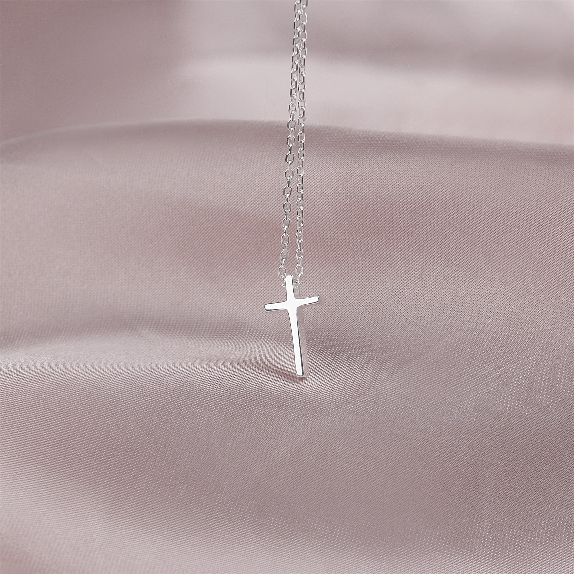 Anavia Merry Christmas Gifts for Daughter, Sterling Silver Cross Necklace, Ready to Gift Christmas Card Necklace for Niece