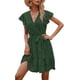 thumbnail image 2 of Women's Summer Boho Short Dress Polka Dot Print V Neck Short Sleeve Ruffle Beach Short Dress L, 2 of 5