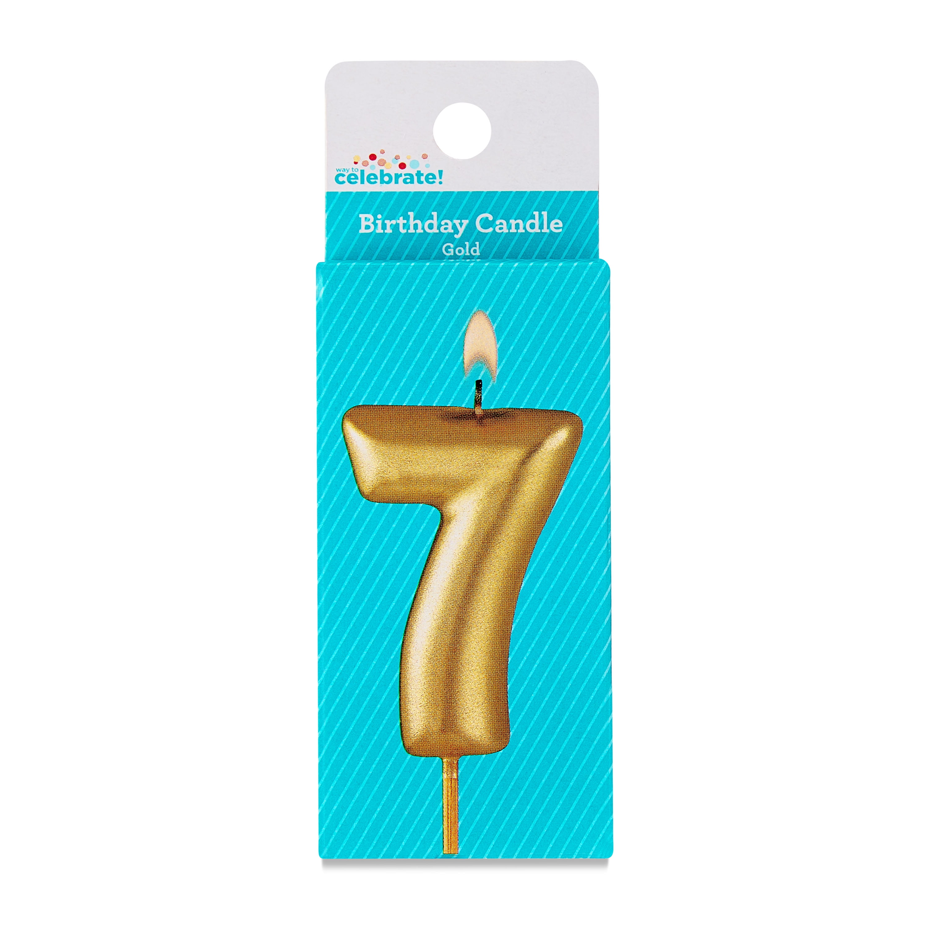 (2 pack) Gold Number 7 Birthday Candle, by Way To Celebrate